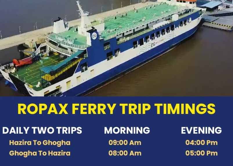 ghogha to hazira ro-ro ferry timings